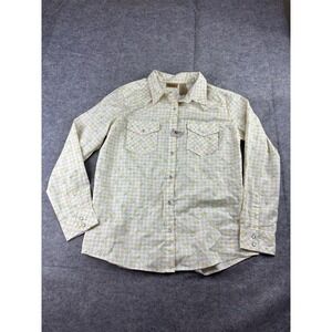 Wrangler Wrancher Pearl Snap Western Shirt Womens L Floral Long Sleeve Rodeo VTG